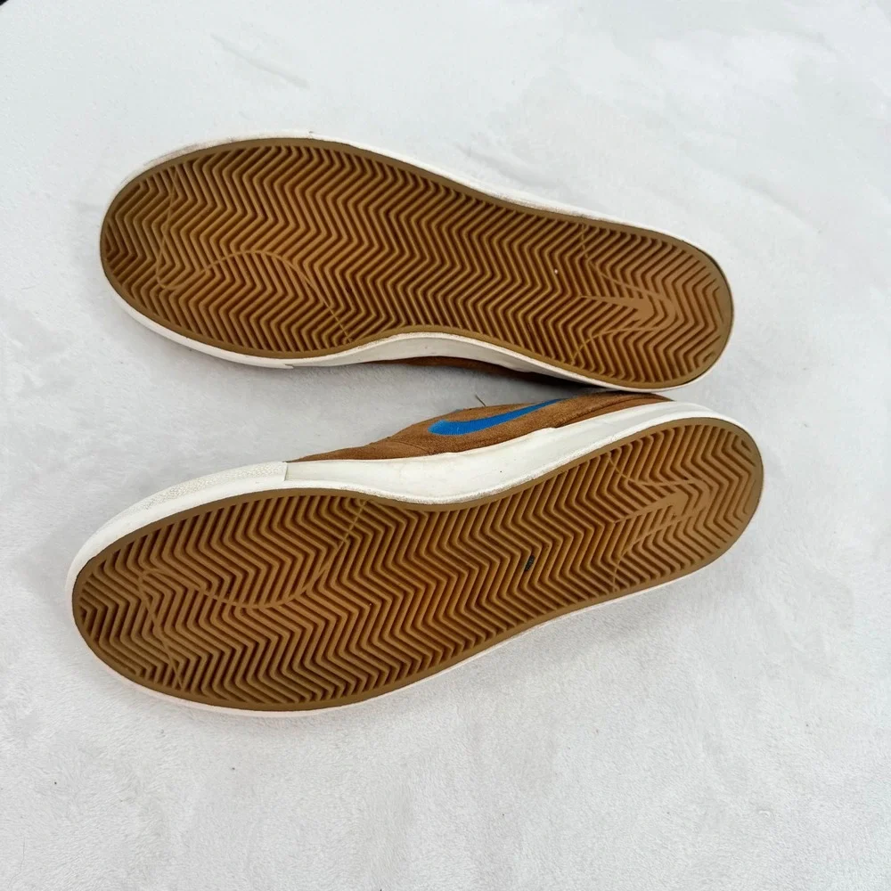 Nike Zoom SB Stefan Janoski Slip Tan Blue Mens Size 10 Brown Suede Nike Swoosh